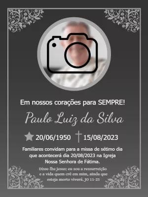 Convite Missa de Sétimo Dia com Foto para Editar Online