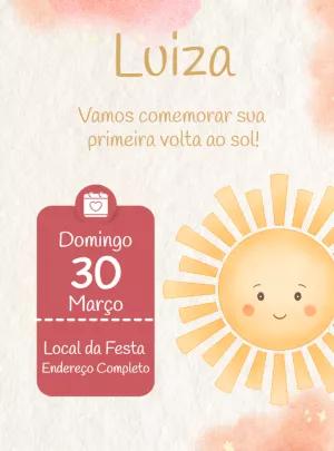 Convite de Aniversário Primeira Volta ao Sol Editável Online