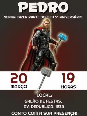 Convite de Aniversário Thor para Editar Online