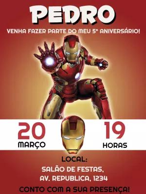 Convite Aniversário Homem de Ferro Editável Online para Imprimir