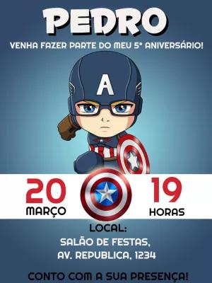 Convite de Aniversário Capitão América para Editar Online