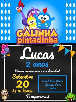 Convite de Aniversário Galinha Pintadinha para Editar Online