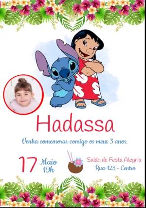 Convite de Aniversário Lilo e Stitch com Foto para Editar Online