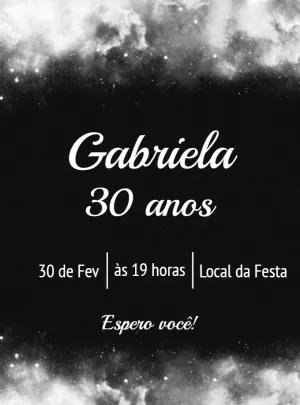 Convite de Aniversário Glitter Preto e Branco para Editar Online