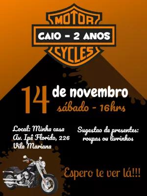 Convite Aniversário Tema Motos Clássicas para Editar Online