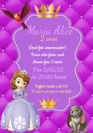 Convite de Aniversário Princesinha Sofia para Editar Online