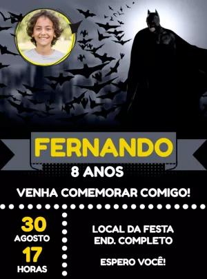 Convite de Aniversário Batman com Foto para Editar Online