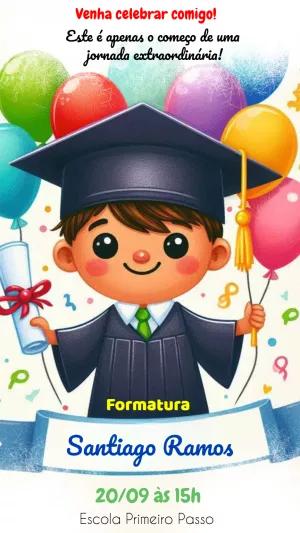 Convite Formatura Infantil Menino para Editar Online