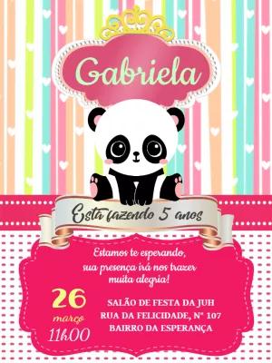 Convite Aniversário Panda Princesa para Editar Online