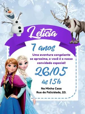 Convite de Aniversário Frozen com Personagens para Editar Online