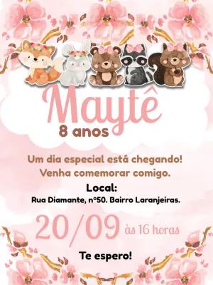 Convite Aniversário Bosque Encantado de Menina para Editar