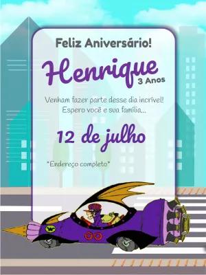 Convite de Aniversário Corrida Maluca para Editar Online