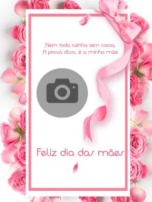 Cartão Dia das Mães com Foto e Rosas para Editar Online