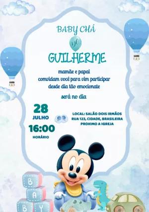Convite Chá de Bebê Mickey Mouse Baby para Editar Online