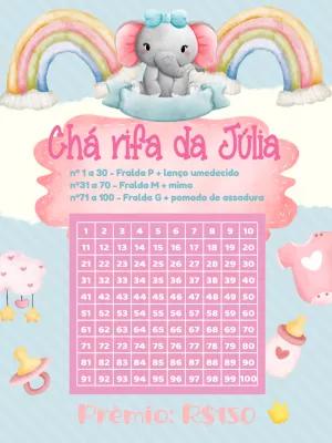 Chá Rifa Elefantinha Arco-Íris para Editar Online e Imprimir