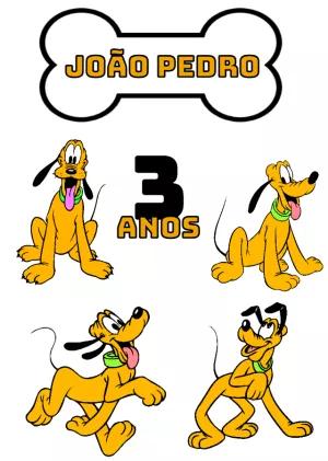 Topo de Bolo Pluto para Aniversário Editável para Imprimir