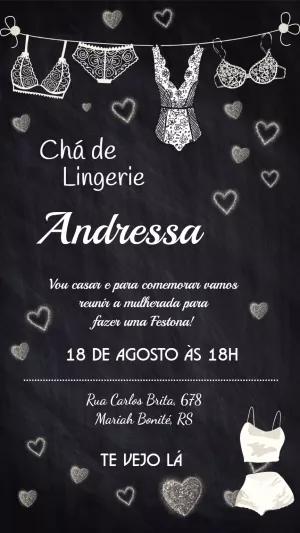 Convite Chá de Lingerie Lousa Elegante para Editar Online