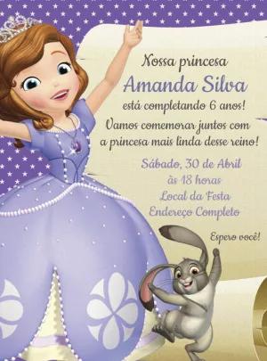 Convite Aniversário Princesinha Sofia para Editar Online