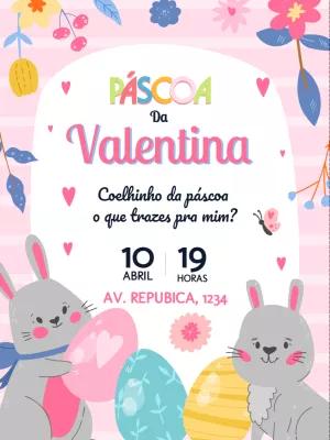 Convite Aniversário Páscoa com Coelhinhos Fofos para Editar
