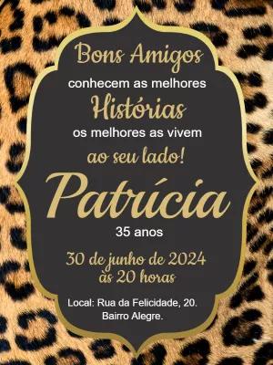 Convite de Aniversário Oncinha Animal Print para Editar