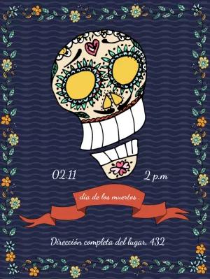 Invitación Día de los Muertos con Calavera para Editar Online