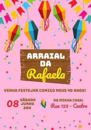 Convite Aniversário Festa Junina Típico para Editar Online