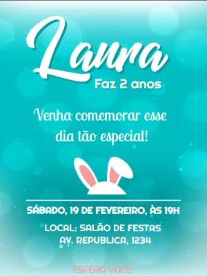 Convite de Aniversário Páscoa com Coelhinho para Editar Online