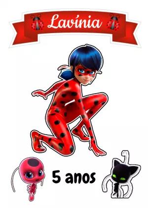 Topo de Bolo Ladybug para Aniversário para Editar Online
