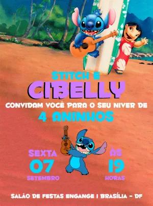 Convite de Aniversário Lilo e Stitch para Editar Online
