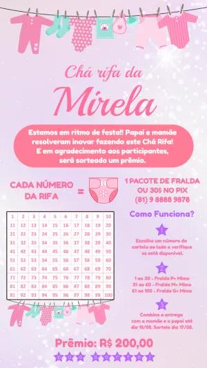 Convite Chá Rifa Varalzinho Rosa para Editar Online