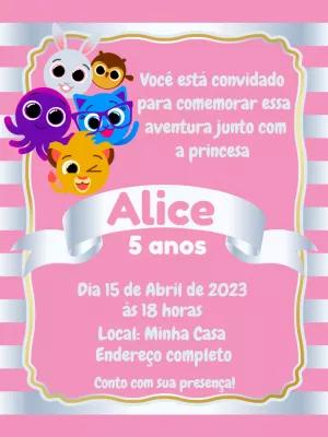 Convite de Aniversário Bolofofos com Personagens para Editar
