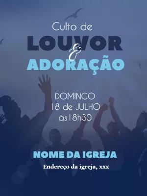 Folheto para Culto de Louvor e Adoração para Editar Online