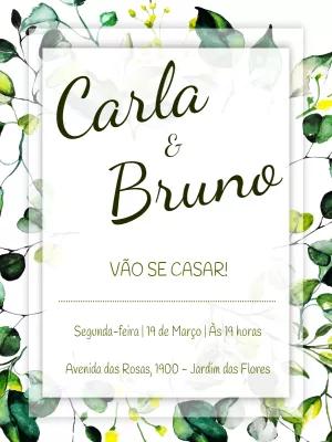 Convite de Casamento Floral com Eucalipto para Editar Online