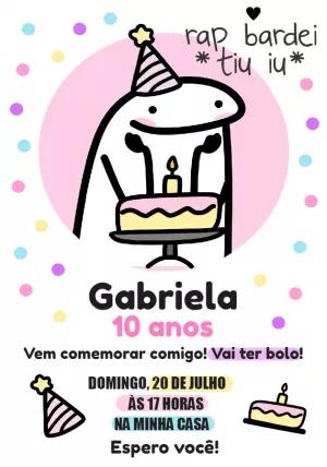 Convite Aniversário Flork Rosa Meme Editável Online