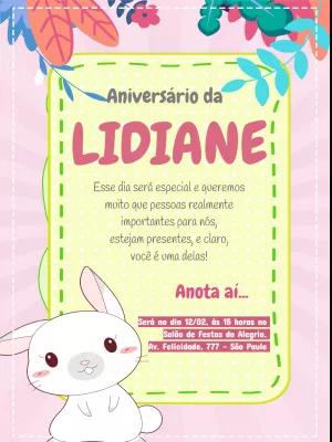 Convite Aniversário Coelhinho Infantil para Editar Online