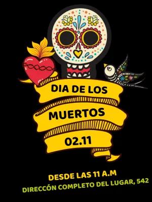 Invitación Día de los Muertos con Calavera para Editar Online