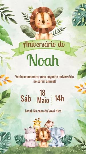 Convite de Aniversário Safari Baby para Editar Online