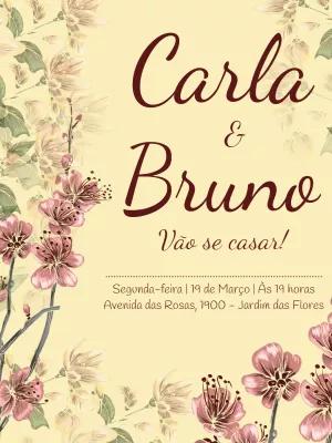 Convite de Casamento Boho Chic Floral para Editar Online