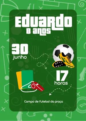 Convite Aniversário Futebol Verde para Editar Online