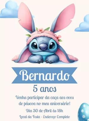 Convite Aniversário Páscoa Stitch para Editar Online