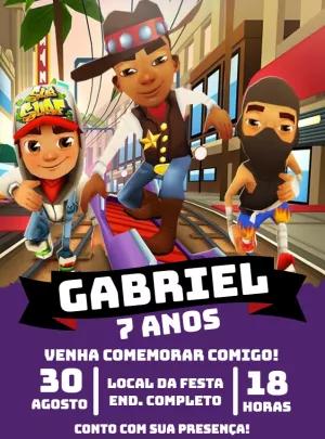Convite de Aniversário Subway Surfers para Editar Online