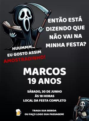 Convite de Aniversário Meme Dona Morte para Editar Online