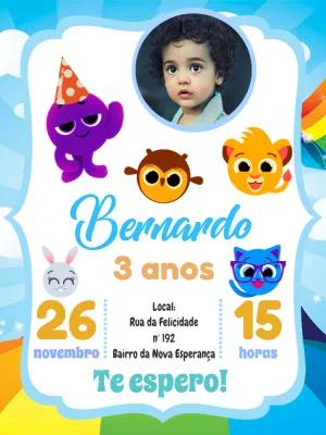 Convite de Aniversário Bolofofos com Foto para Editar