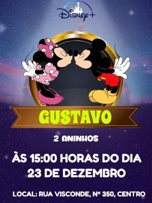 Convite de Aniversário Mickey e Minnie para Editar Online