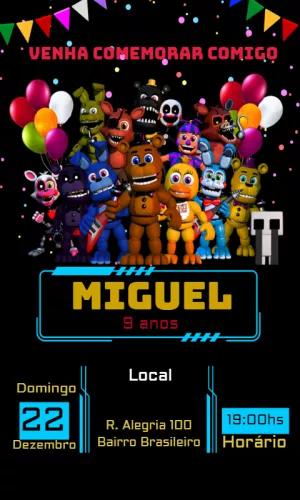 Convite de Aniversário Five Nights at Freddy's Editável Online