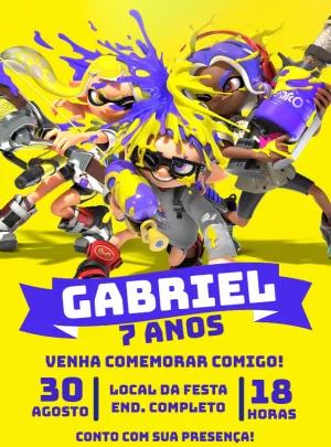 Convite de Aniversário Splatoon Editável Online