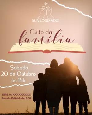 Convite para Culto da Família Editável Online