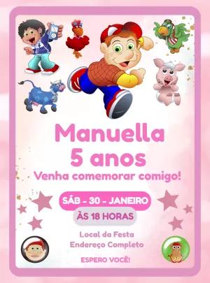 Convite de Aniversário Cocoricó com a Turma para Editar