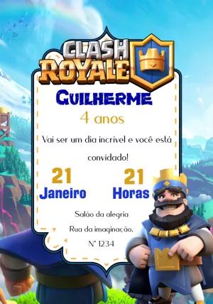 Convite de Aniversário Clash Royale Editável Online