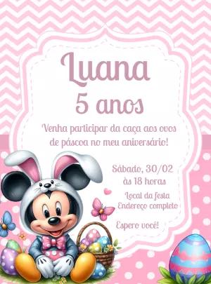 Convite Aniversário Páscoa Mickey para Editar Online